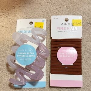 Hair Clips and Bands Set - Purple and Brown